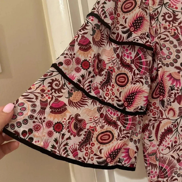 Loft Pink Paisley Top w/Tiered Sleeves - Picture 3 of 7